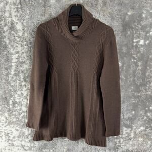 ALPS Size M Shawl Collar Wool Blend Sweater Long Sleeve Brown Pullover Casual